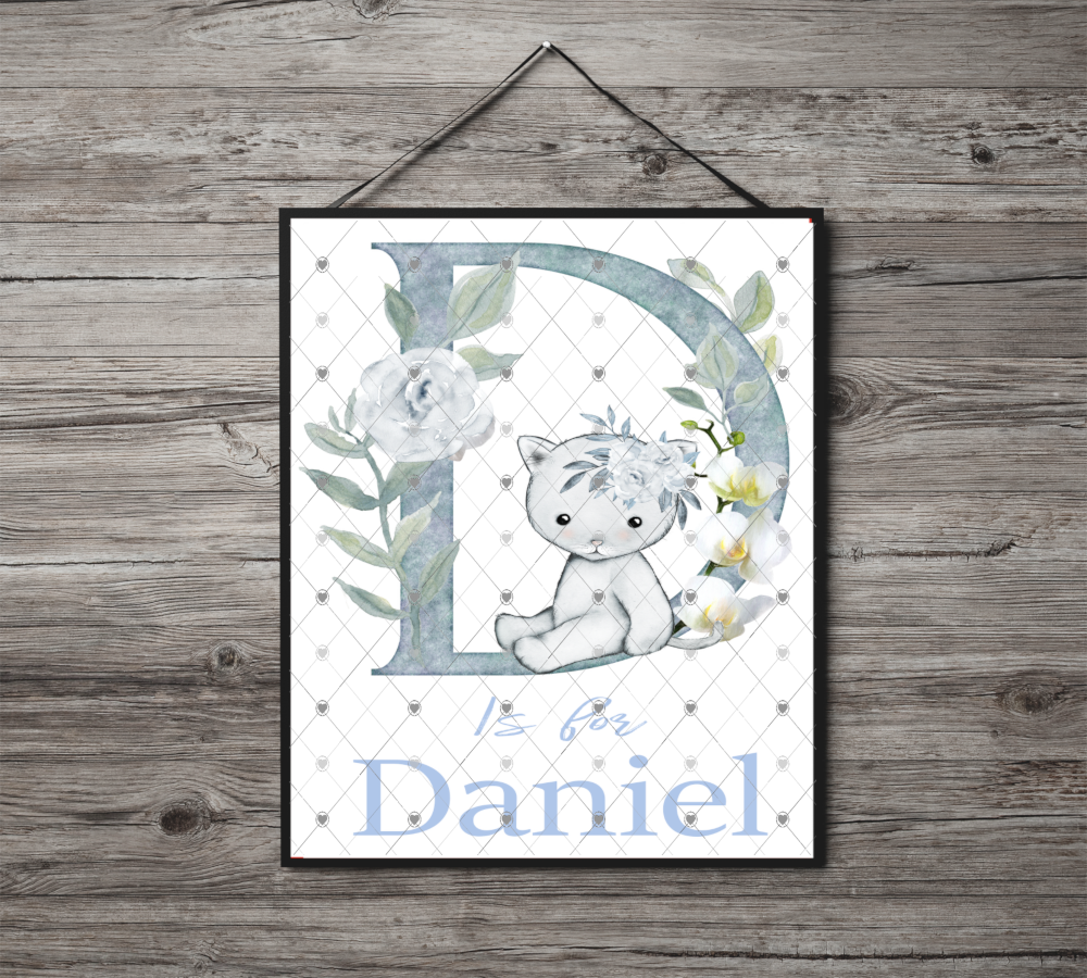 Animal Initial Name Print, Letter D Custom Print, Letter D